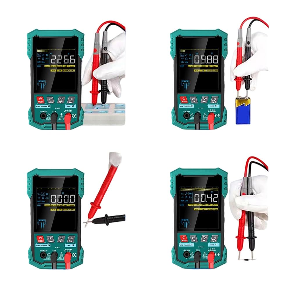 2 w 1 tester kabli sieciowych i multimetr, pomiar długości 2,5-400 m, test PoE/NCV, tester kabli RJ45/BNC z wyświetlaczem LCD, funkcją multimetru ET623, czarny/zielony