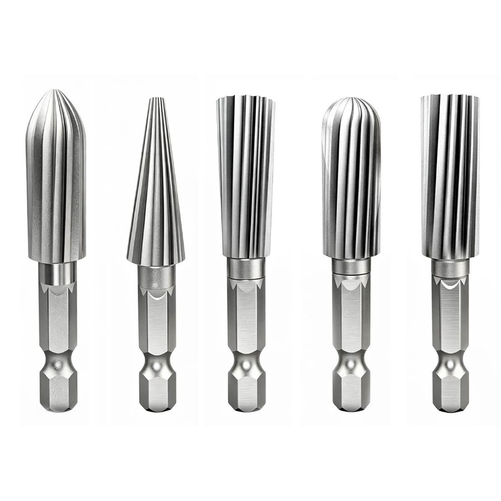 5Pcs Metal Cylindrical Grinding Heads Rotary Files for Metal Engraving Rotary File Burr 1/4 ' ' Shank Burr Wood Carving Rasp Files Set