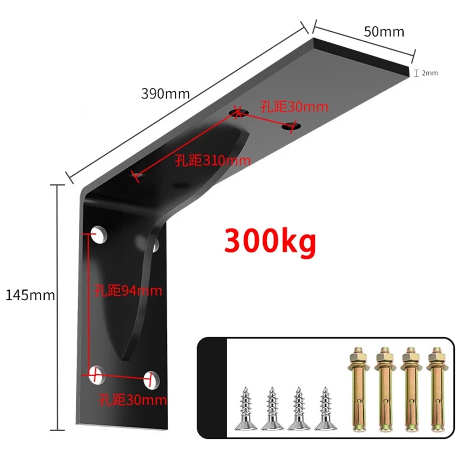 Regalhalterung 600 Kg Tragende Dreieckige Wandhalterung, Aufgehängter Schreibtisch, TV-Schrank, Feste Trennwand, Robustes, Verdicktes Lagerregal(16 inch 300kg 1pcs)