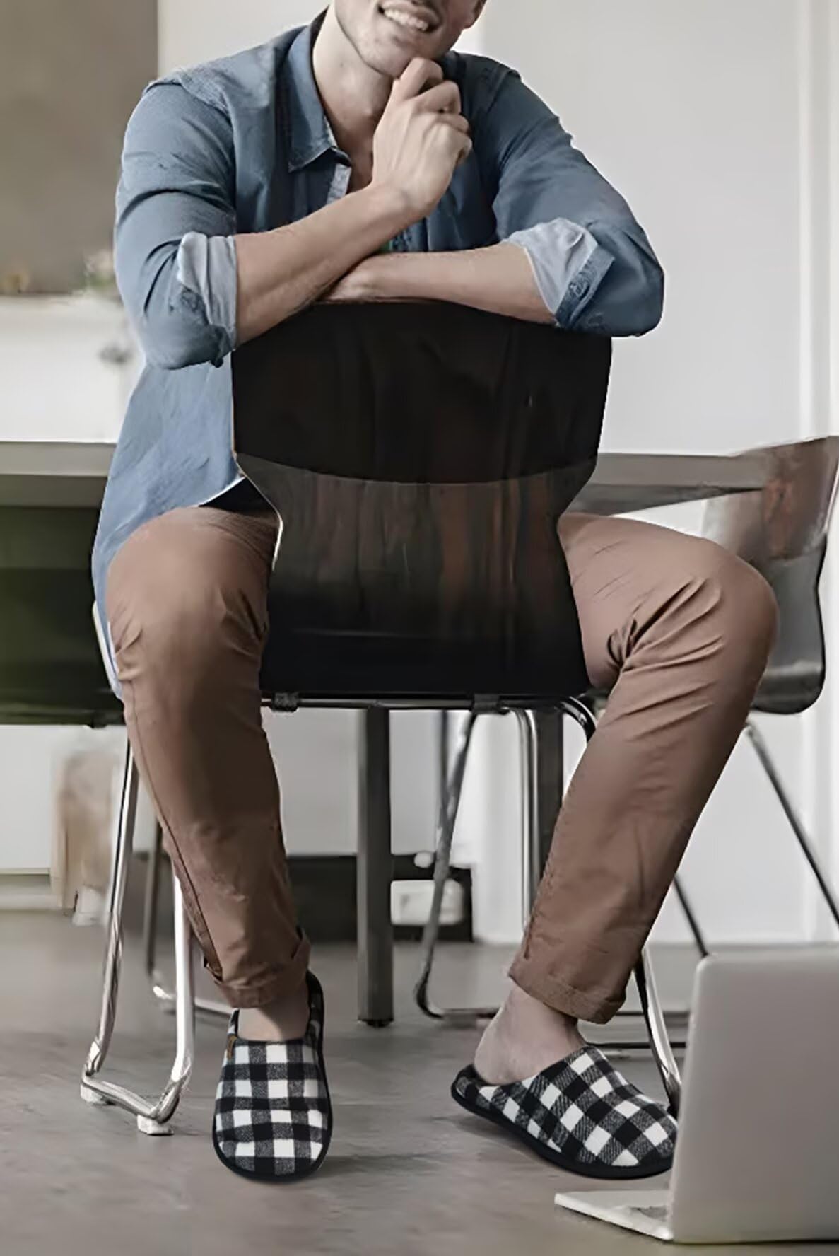 ONCAI Pantofole da Uomo Invernali, Comoda Memory Foam Calde Scarpe da Casa in Lana Con Suola Antiscivolo Taglia 40-49 EU