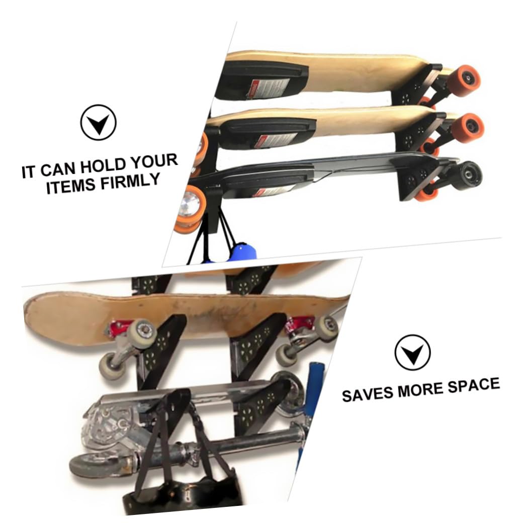 WOONEKY Portasci da Parete Muro per Snowboard e Skateboard, Nero | Supporto Multi Parete in Pp, Installazione Semplice, Uso Casa e Showroom, Stabile, Elegante e Professionale