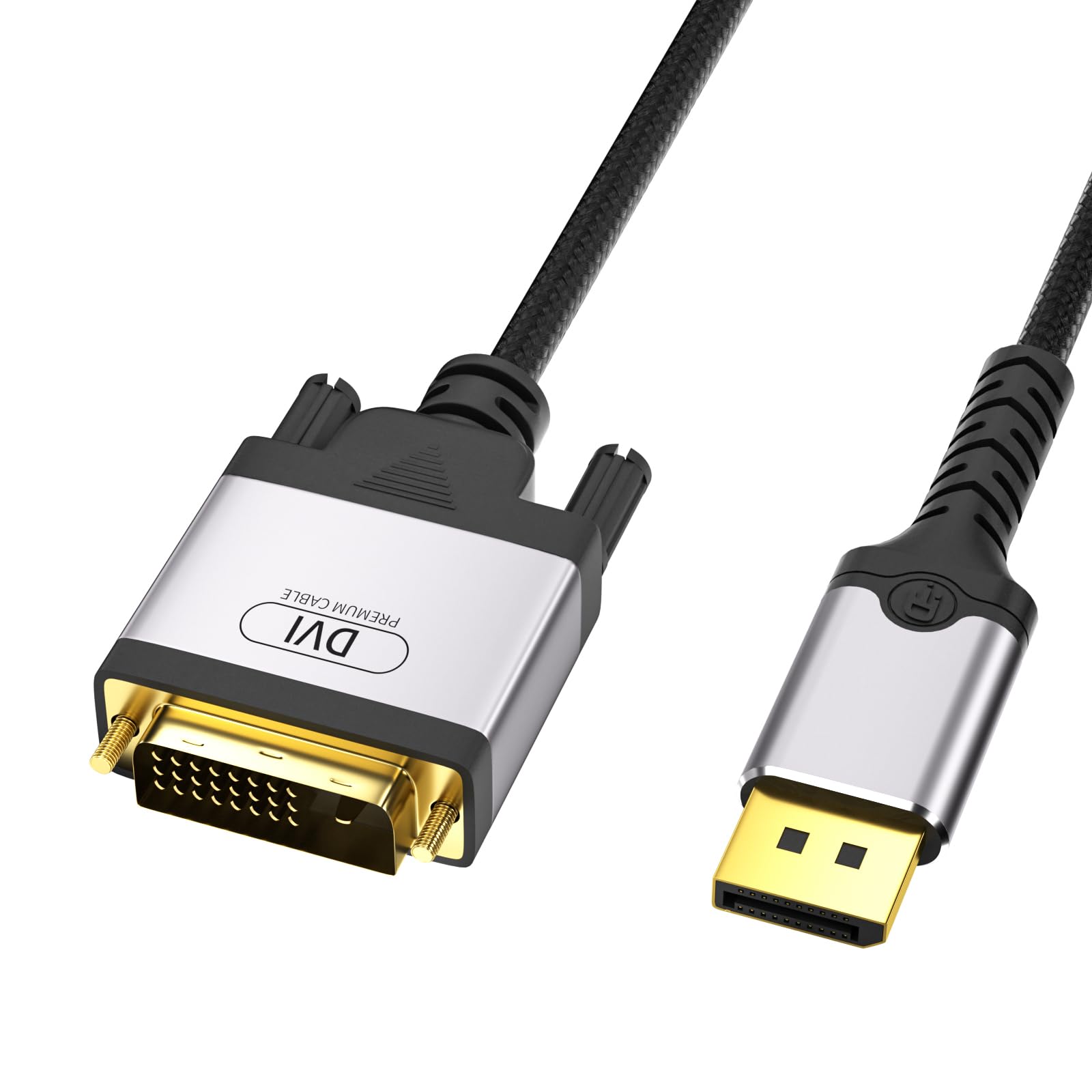 Cavo DisplayPort a DVI 2M, Cavo Convertitore da DisplayPort a DVI, Unidirezionale DisplayPort Computer a D-VI-D Monitor, 1080P@60HZ, Adattatore per HP Dell, Nvidia, AMD, PC portatile - Intrecciato
