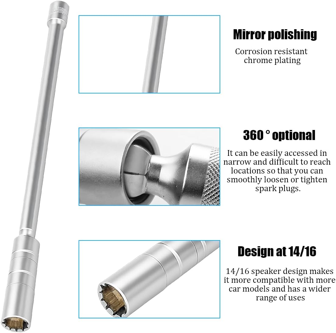 14 mm Long Magnetic Spark Plug Socket, 3/8 Inch Drive image 4