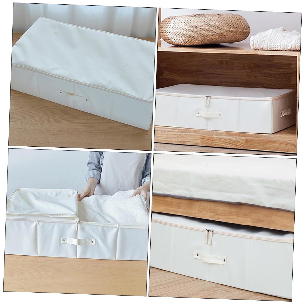 KOMBIUDA Contenitore Sotto Letto Capacità Borsa Pieghevole Traspirante in Oxford Per Coperte Piumoni e Vestiti Con Fondo Rimovibile e Design Leggero Per Organizzare La Camera Da Letto