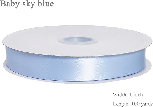 Vista 182 de Cinta de satén de poliéster de doble cara de color sólido, 1 pulgada de ancho, 100 yardas de largo, perfecta para bodas, envoltura de regalos, Oro