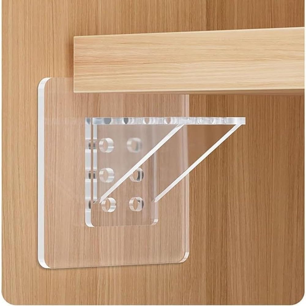 JOFRAKING Shelf Support Pegs - Innovative Punch-Free Plastic Brackets for Cabinet and Closet Shelves, Self-Adhesive Clips for Kitchen, Furniture, and Bookshelves (12 Count-Pack), Transparent-image-5
