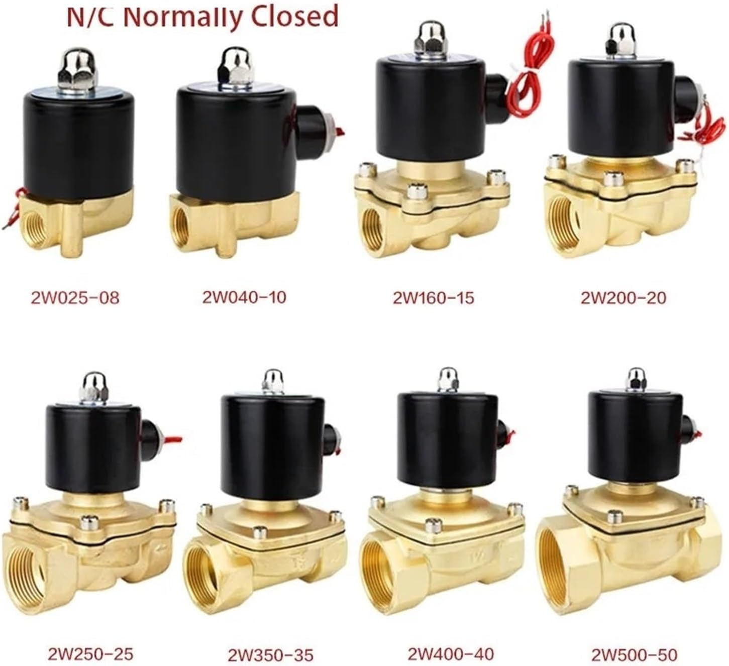 solenoid valve 1/4" 3/8" 1/2" 3/4" 1" DN8/10/15/20/25/50 Normally closed pneumatic water oil air 12V 24V 220V 110V(AC110V,DN8)