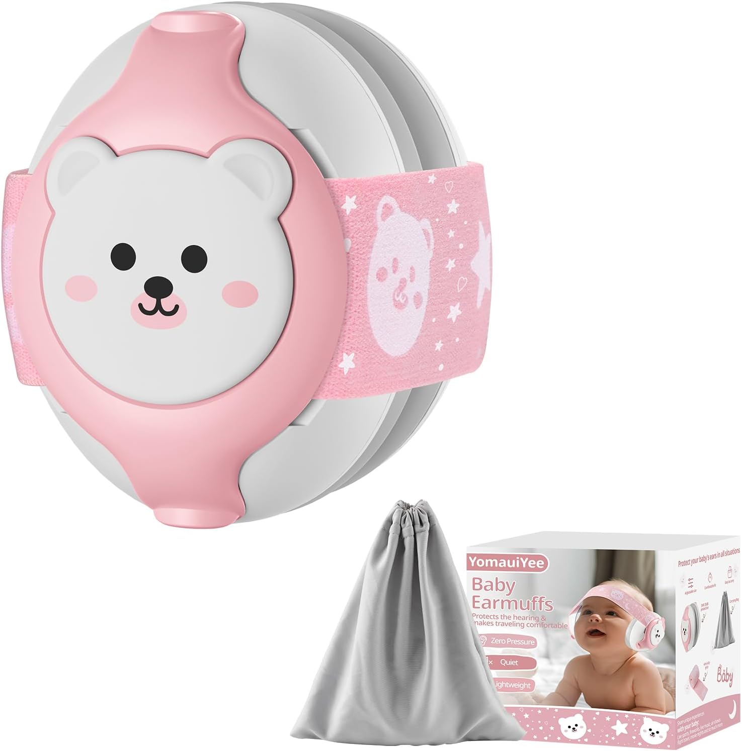 - Baby Headphones Noise Cancelling,Bear Baby Earmuffs for Infant Hearing Protection Ages 0-36 Month,25dB NRR Infant Ear Protection,Ideal Travel Essentials for Airplane/Sleep/Plane/Noisy Event-Pink