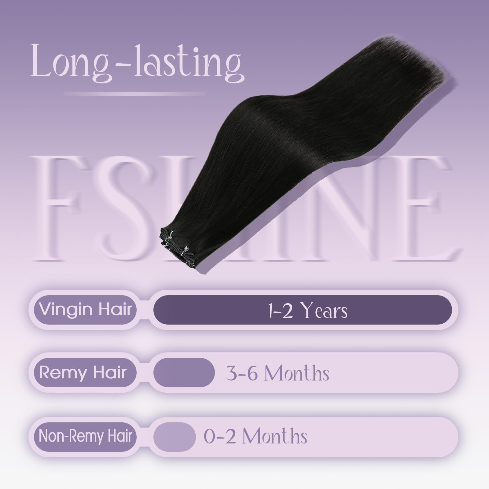 Fshine Extension Capelli Tessitura Nero Naturale Extension Cucitura Capelli Veri 40cm 25g Tessitura Capelli Veri Extension Cucite Capelli Veri Extension Matassa Capelli Umani Lisci Vergine #1B