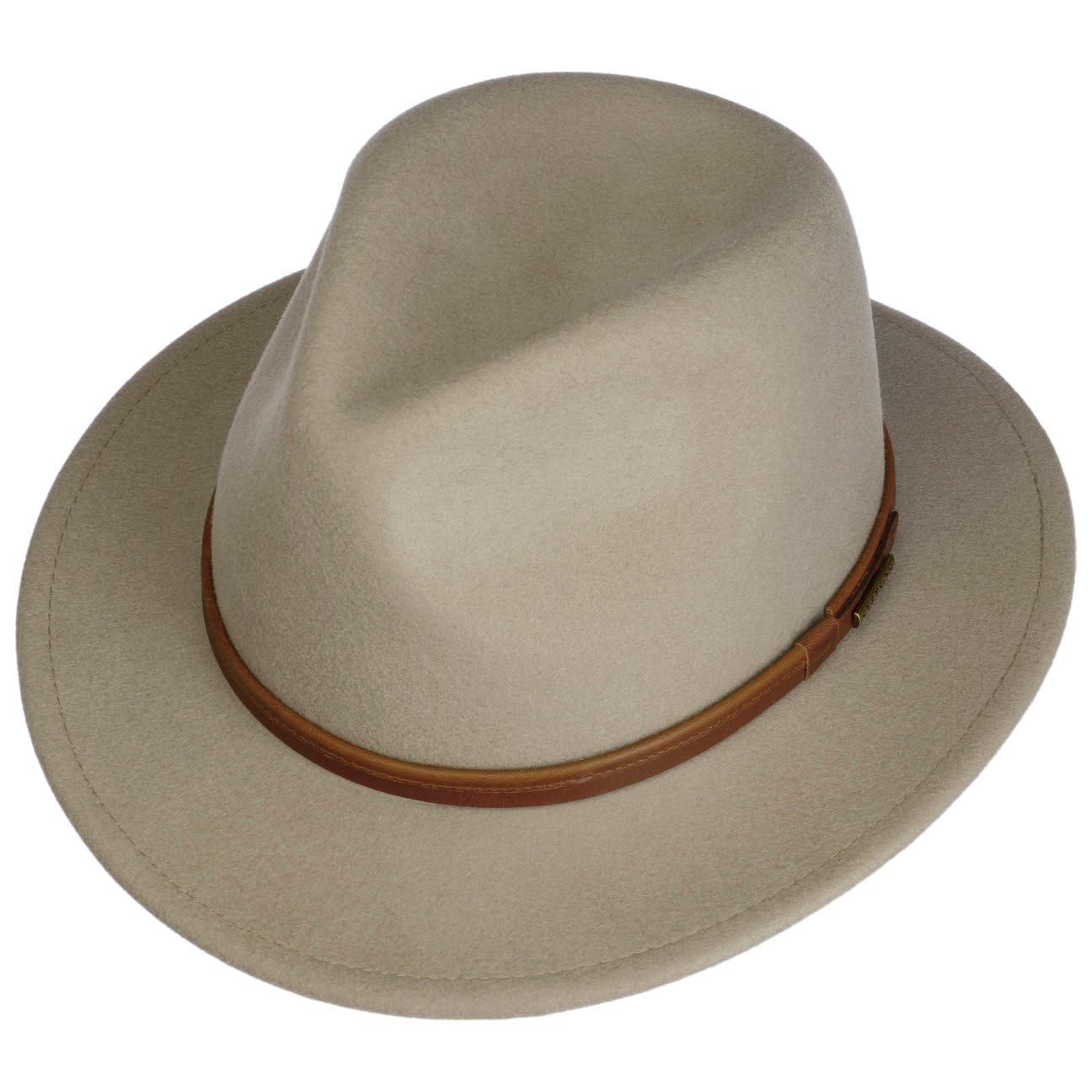Stetson Scotstown Traveller Wollhut Einfarbiger Eleganter Filzhut Ledergarniturband Made in the EU Unisex Herbst Winter