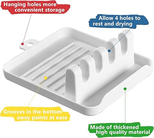 Miniatura 3 de Soporte para pinceles de pintura con 4 ranuras, soporte para pinceles de escritorio, soporte de exhibición para acuarela, acrílico al óleo,