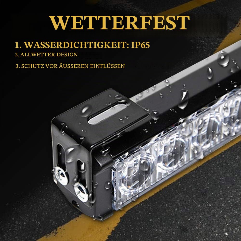 27 Zoll LED Notfall-Stroboskoplicht, 24 LEDs Warnblinker für LKW, Verkehrsführung, Sicherheits-Lichtleiste für Windschutzscheibe (Orange)