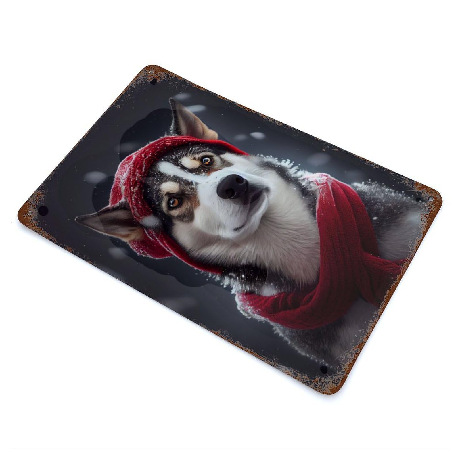 Vintage Rust Metal Sign Husky Snow 11.8"x7.9", Decorative Metal Wall Art for Basement, Hobby Room And Garage Decor
