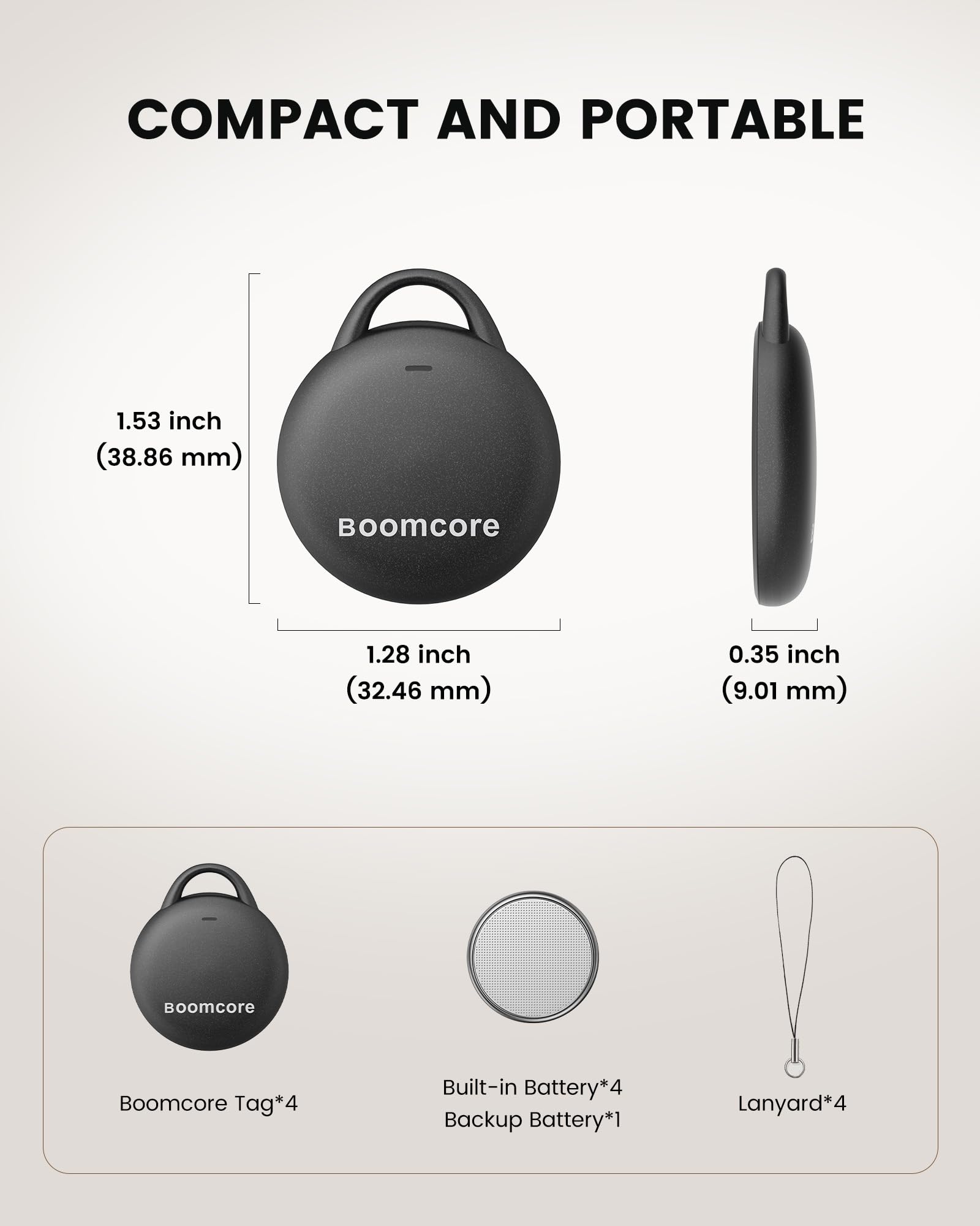 Confezione da 4 etichette per localizzatore, compatibili con Apple Find My (solo iOS), suono intelligente da 108 dB, Air Tracker con batteria di ricambio extra, localizzatore oggetti per