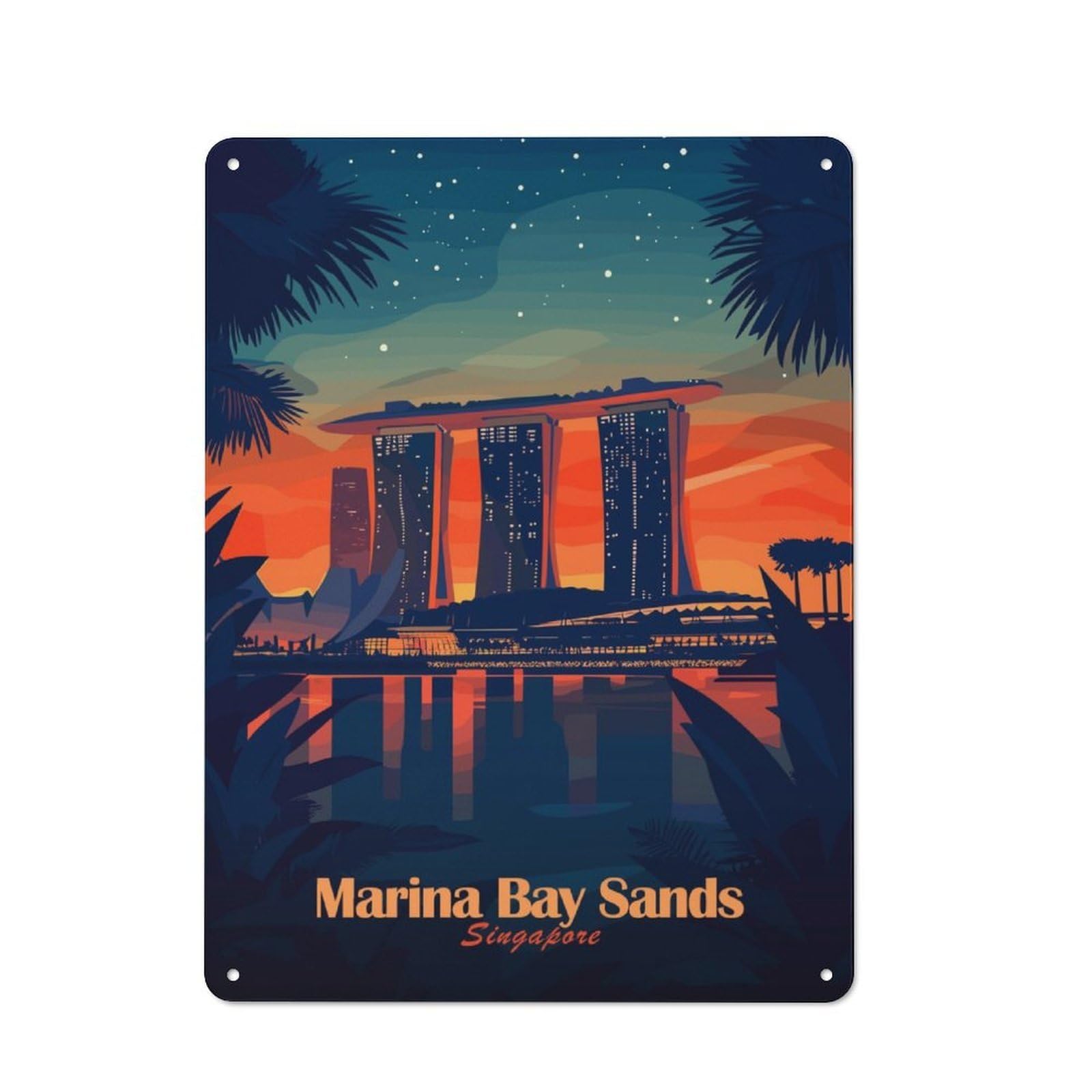Junmoney Marina Bay Sands Singapore Rustic Tin Sign 40X30cm Featuring For Garage Or Workshop, For Updating Garage And Workshop After Moving
