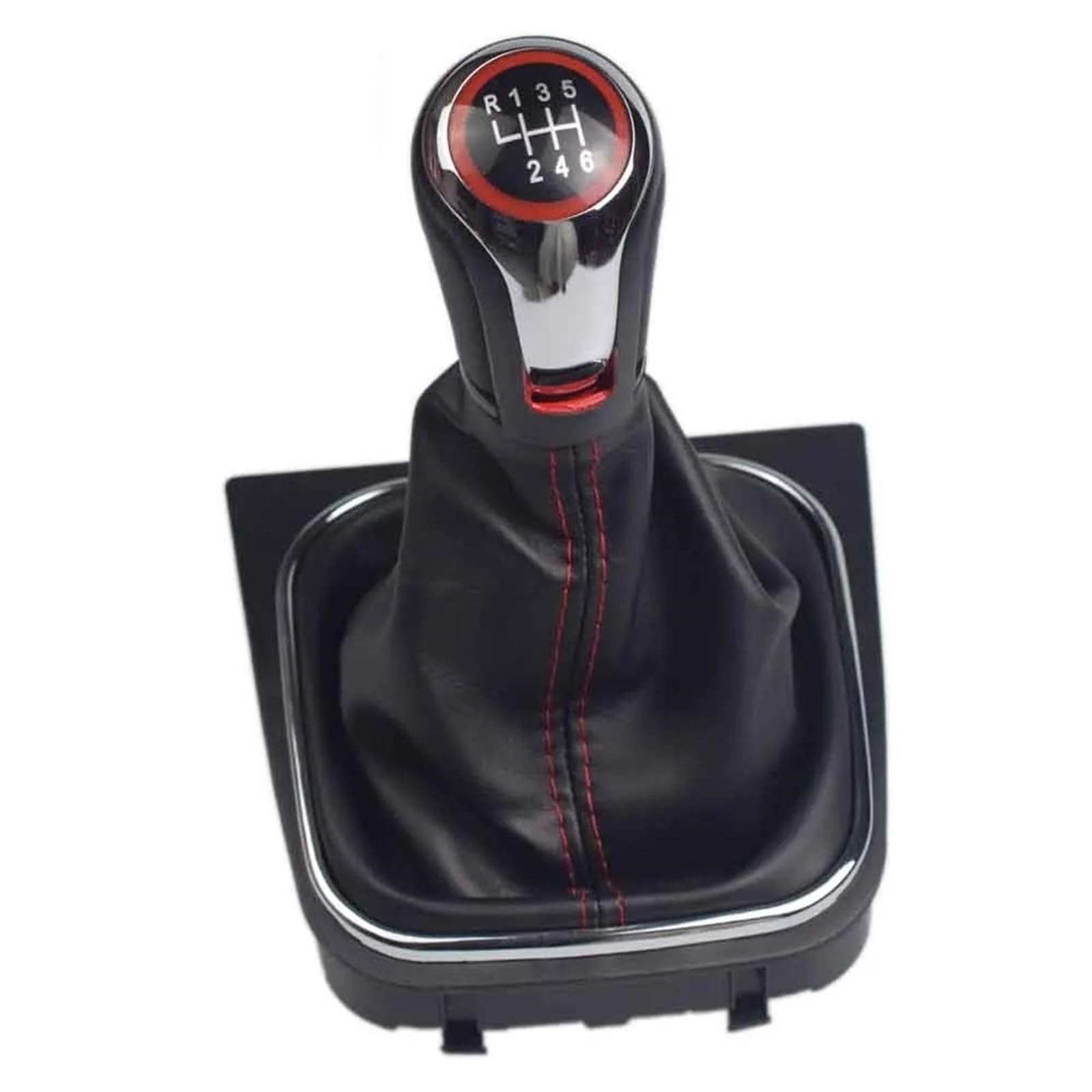 Fsozdbbpl 6Speed Chrome Automotive Parts 5/6 Speed Gear Shift Shifter Knob Lever Gaiter Boot Cover Collar For Golf A5 Mk5 Gti Gtd R32 For Scirocco(6Speed Chrome)