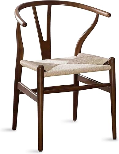 Vista 15 de Tomile Silla Wishbone de madera maciza, Silla Y Reposabrazos, Silla de comedor de mediados de siglo, asiento de cáñamo