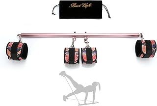 At-Home Gym Stretching Tool – Adjustable Rose Gold Pilates Bar with 4 Pink Snake Skin Embossed Straps, Stainless Steel Spreader Bar for Yoga, Full Body Workout, Muscle Toning & Flexibility