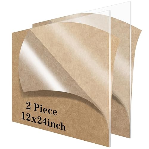 Miniatura 1 de Lesnlok - Hoja acrílica de 12 x 24 pulgadas, 2 piezas de plexiglás transparente de 18 de pulgada de grosor, 0.118 in, para letreros, manualidades,