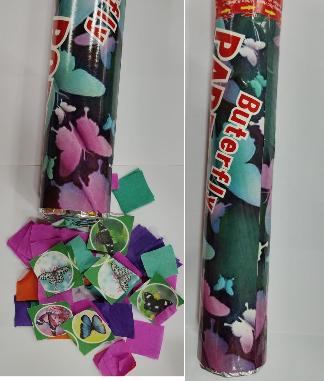 Party Crave Party Poppers| Confetti Party Poppers For Birthday/Bachelor/Anniversary/Theme Party & Many Special Celebration (12PC PACKING, 30CM PARTY POPPER, Butterfly Party Popper)