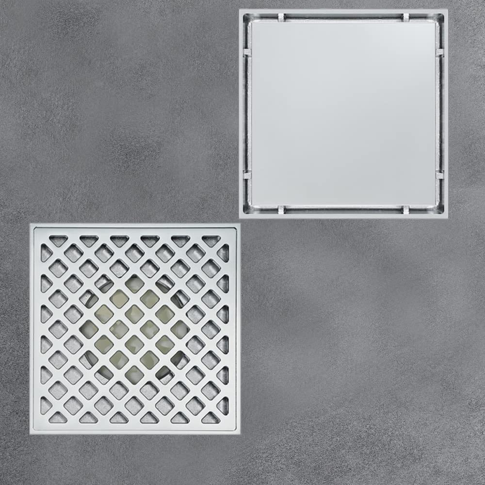 Odpływ podłogowy mosiężny kwadratowy odpływ podłogowy 150 * 150 mm chromowany niewidoczny łazienka duży odpływ podłogowy (kolor: A)