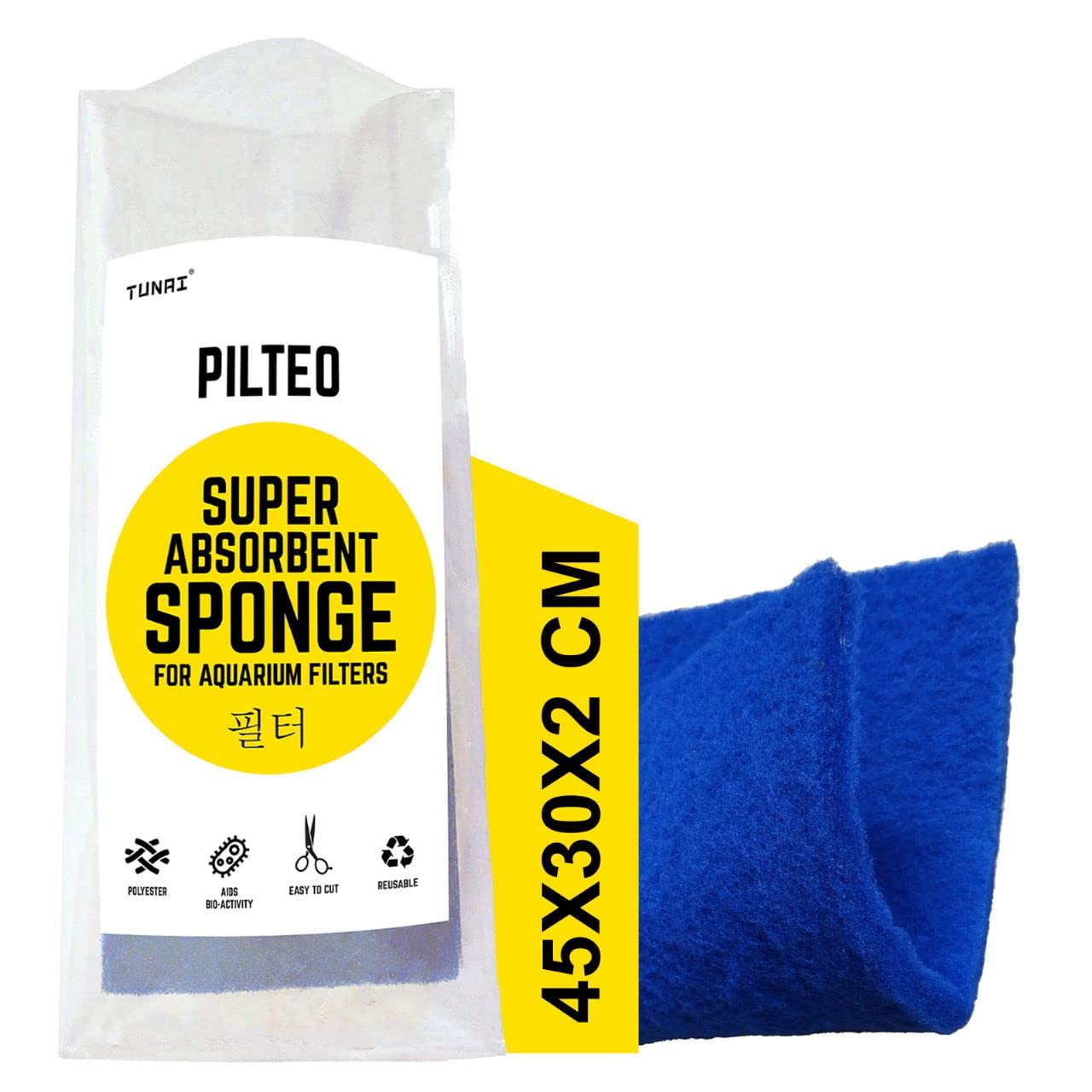 Tunai Pilteo Reusable Super Absorbent Sponge Easy to Cut Filters for Both Mechanical and Biological Filtration in Aquarium Fish Tank (Blue) (B0BY4S2FB4) Amazon Price History, Amazon Price Tracker