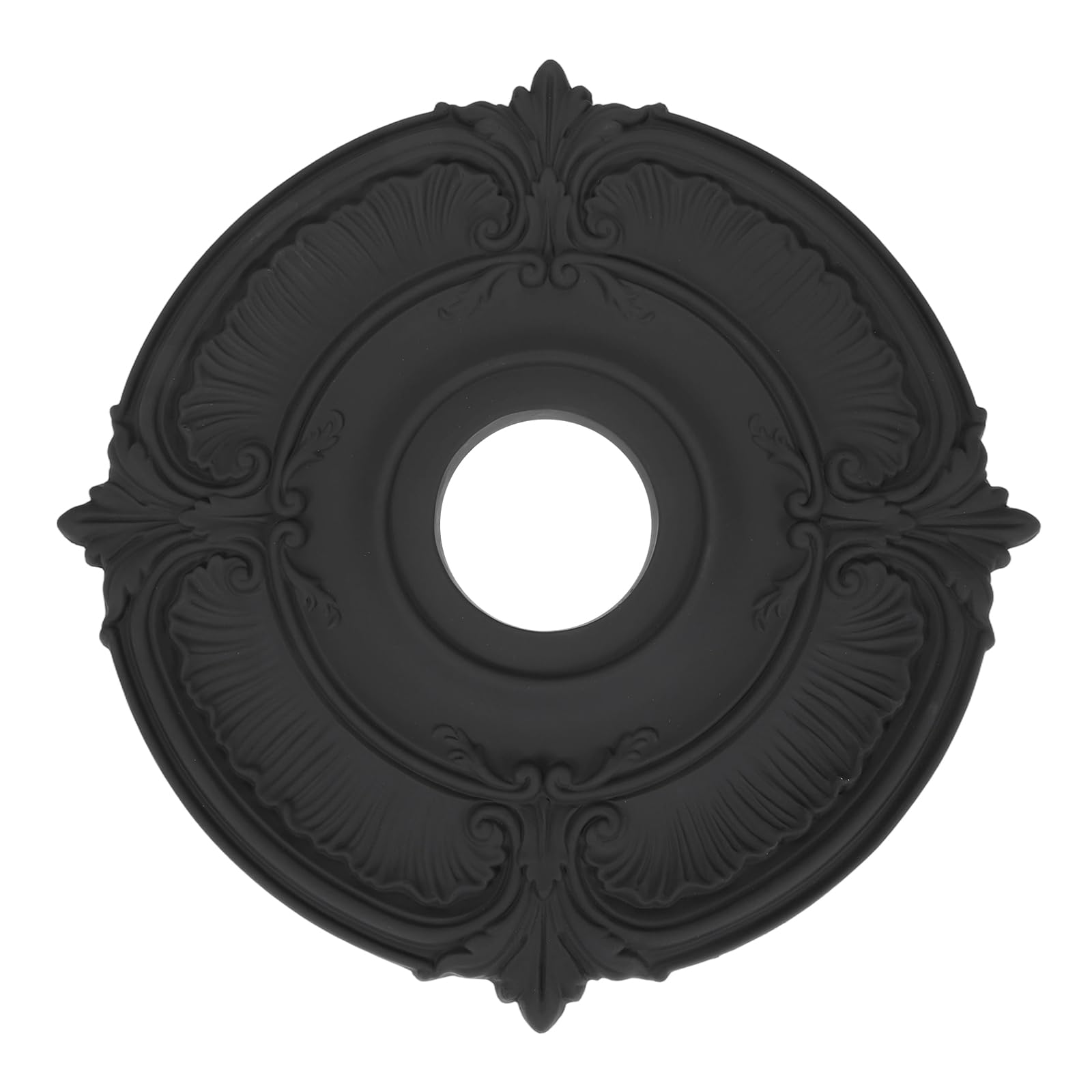 Rosace de plafond noire 18" en PU durable pour masquer les câbles