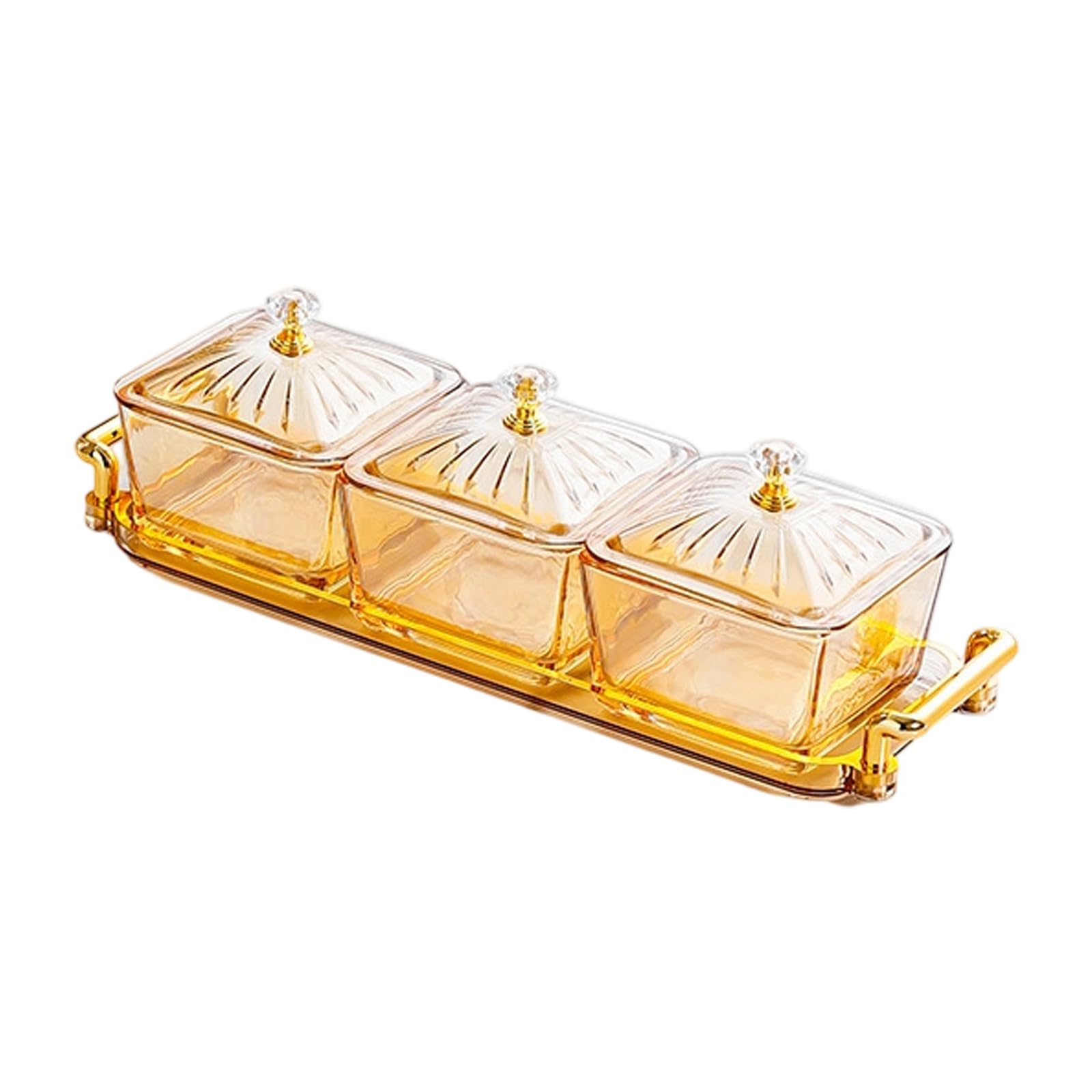 GTYLF Divided Glass Snacks Storage Container Bowls with Tray and Lid for Dry Fruits Candies Dining Serving Glass Compartment with Lid