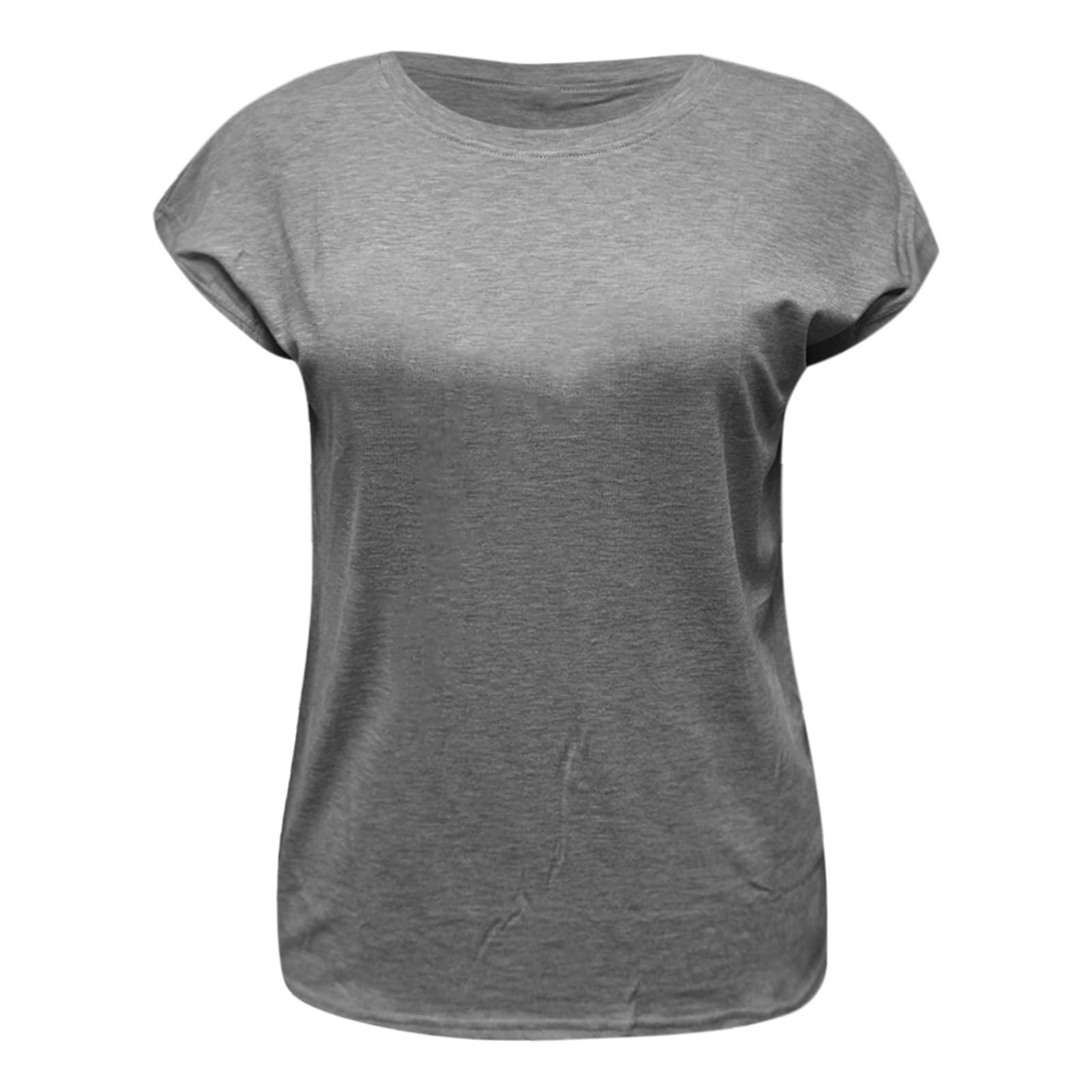AMDOLE T Shirt Femme Débardeur Col Rond été Décontracté Blouse Chic Et élégant Coton T-Shirts à Manches Courtes Grandes Tailles Couleur Unie Amples Confortables Blouse Tops Hauts Tuniques Pas Cher