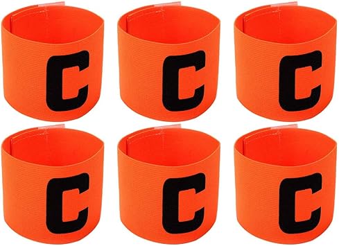 6 Pieces Elastic Soccer Captain Armband Adjustable Football Basketball Player Bands for Adult Youth