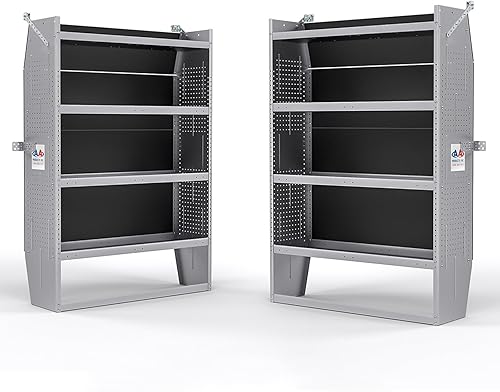 AA Products SH-6004 (2) Sistema de almacenamiento de estanterías de techo medio/alto de acero para camionetas Transit, NV, Promaster y Sprinter,