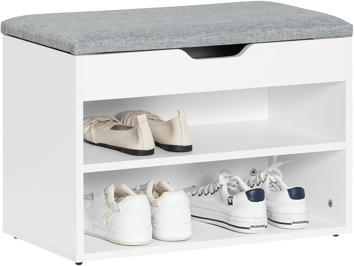 SoBuy Entrance Bench, Entrance Chair, Compact, Shoe Box, Width 23.6 x Depth 11.8 x Height 16.9 inches (60 x 30 x 43 cm), Storage Bench, Shoe Rack, Entrance Seat, Bench (FSR25-HG)