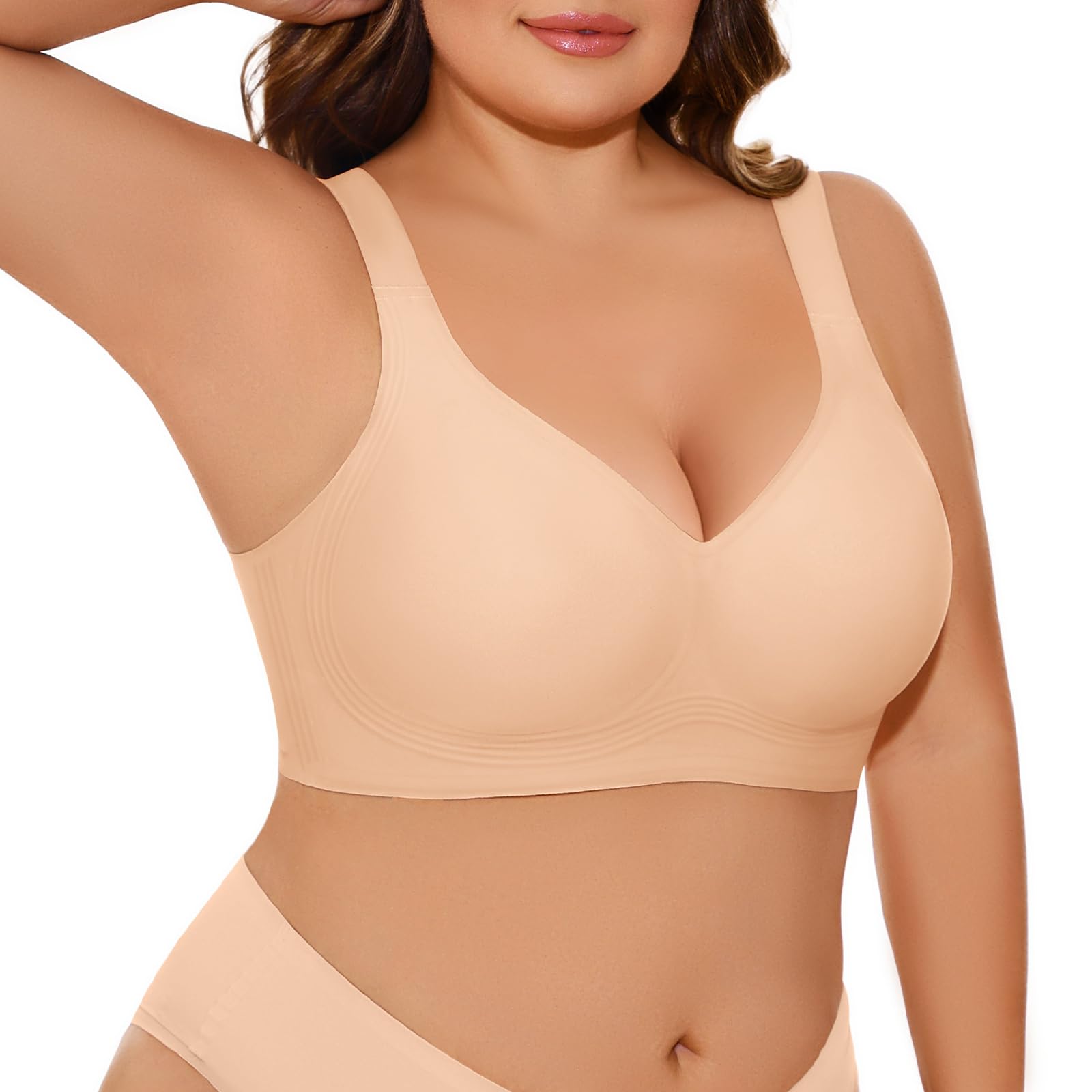 XJBTBA Biustonosze dla kobiet Plus Size Biustonosz typu Jelly bez fiszbin Push Up Bezszwowy, bezprzewodowy biustonosz żelowy podtrzymujący Pełne pokrycie Tshirt Bralettes Damski biustonosz na co dzień