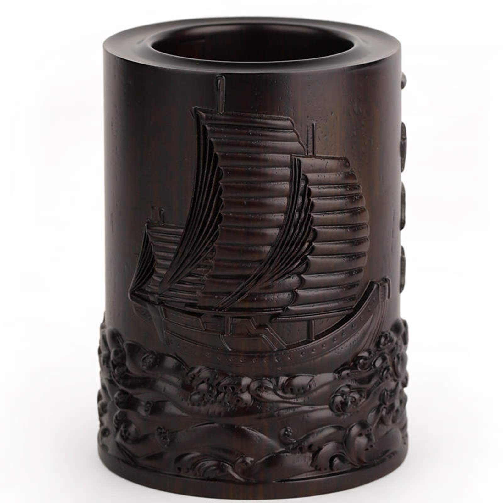 Stifteköcher Stiftbecher Vintage Schreibtisch Stift Bleistifthalter, Kreative Halter Bürobedarf Organisator, Natürliche Mahagoni Carving Stifthalter Stifteköcher Schreibtisch