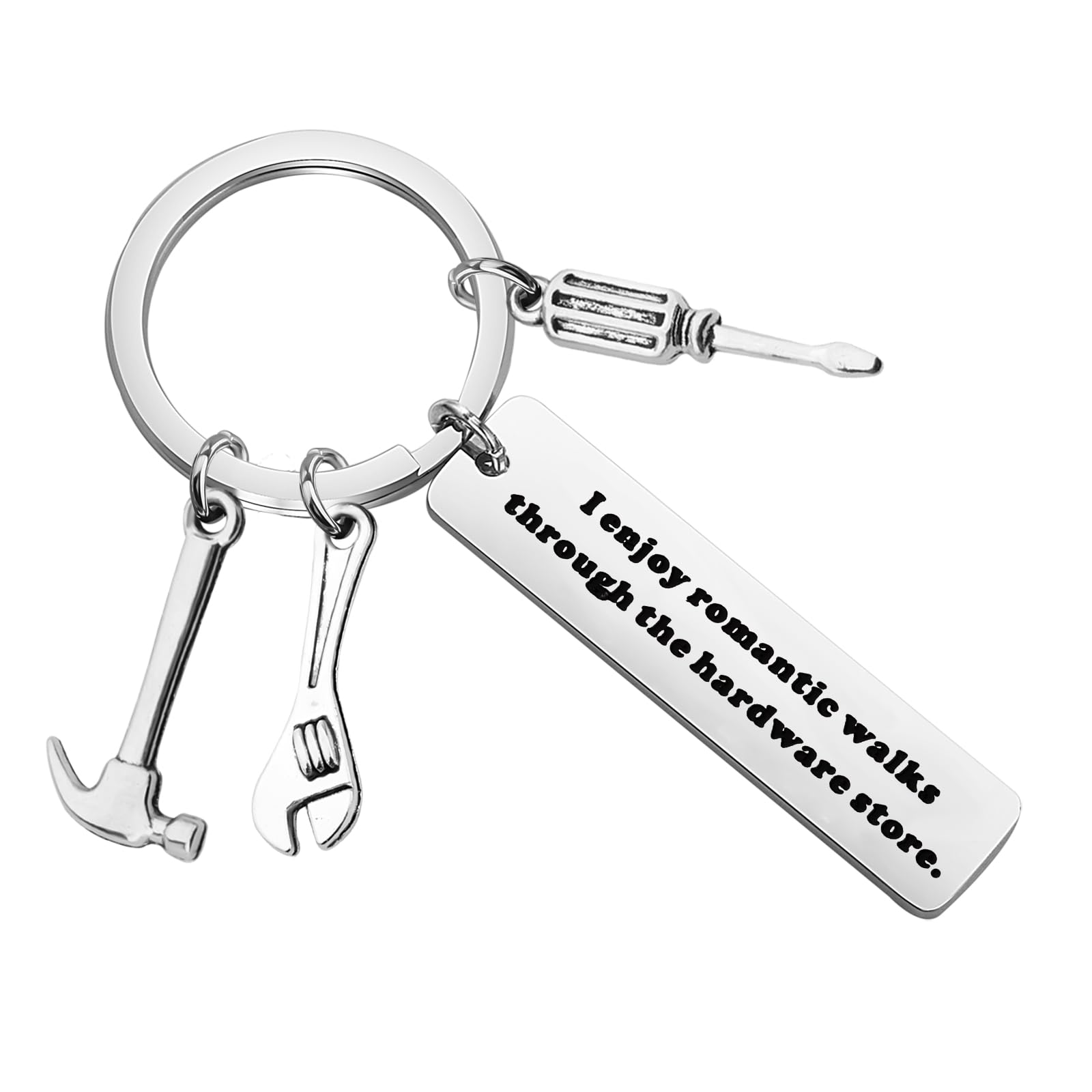 PLITIHandyman Gift Craftsman Gift Carpenter Gift I Enjoy Romantic Walks Through The Hardware Store Keychain For DIY Lover