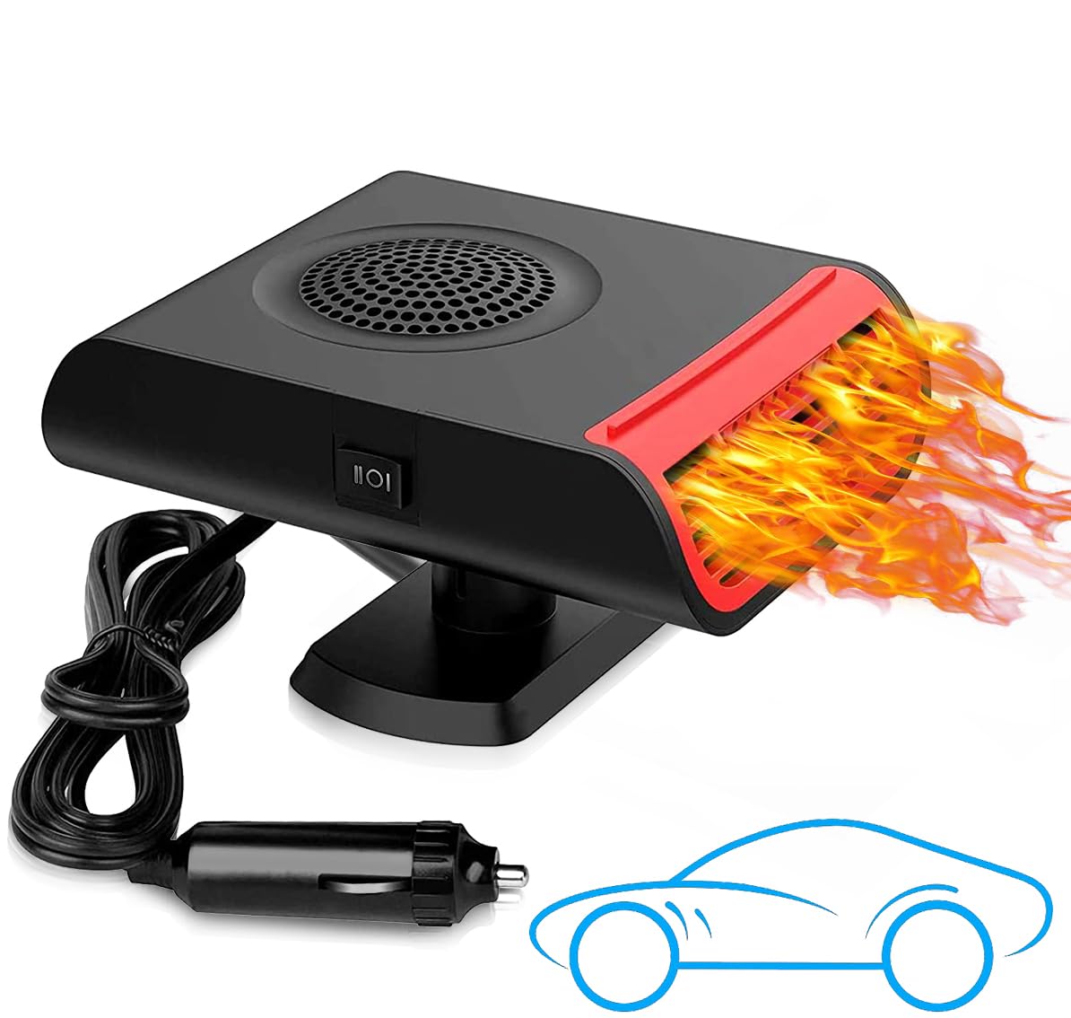 Riscaldatore Auto 12V Portatile 2 In 1 - Sbrinatore E Ventilatore, Per Parabrezza E Riscaldamento Abitacolo