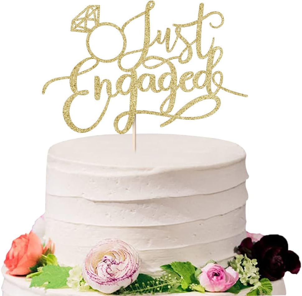 Just Engaged Cake Topper for Engagement Party Decorations, Engaged Ring Sign,We're Engaged Cake Toppers (gold)