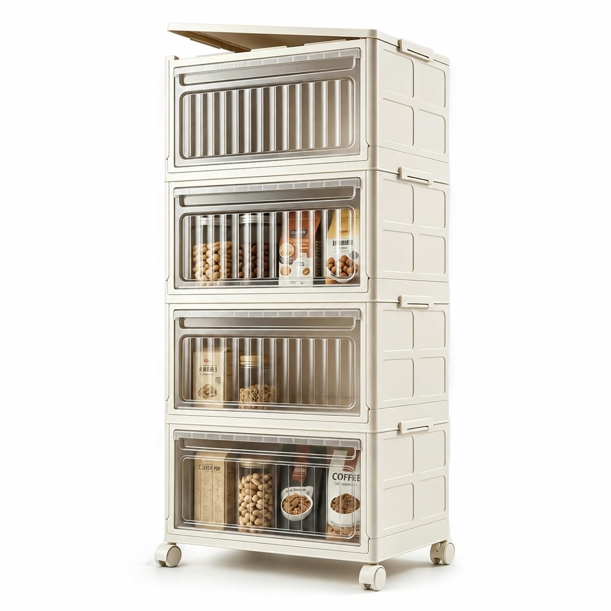 Niubya Pudełko do przechowywania z pokrywką, 26 l x 4 poziomy, pudełka do