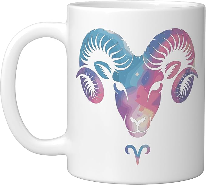 Aries Zodiac Sign Symbol Aries Logo Horoscope Love Aries Ceramic Mug, White
