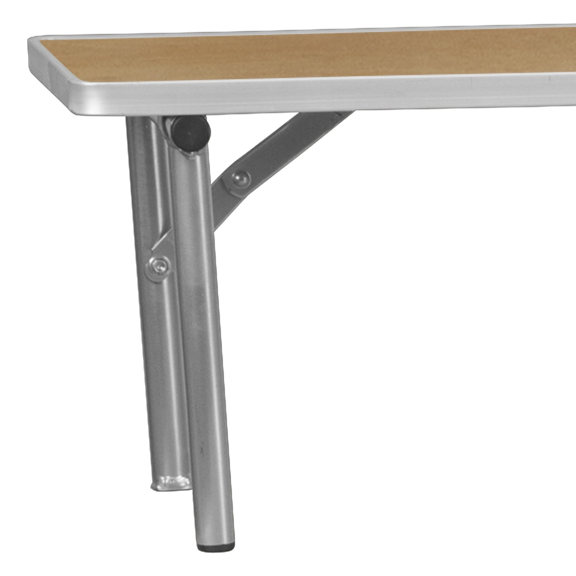 Flash Furniture Amara - Elevador Superior de Barra de Madera de Abedul con Patas Plegables Plateadas, Plegable de Madera y portátil para mesas de Eventos y Bares, 72 x 12 x 12 Pulgadas