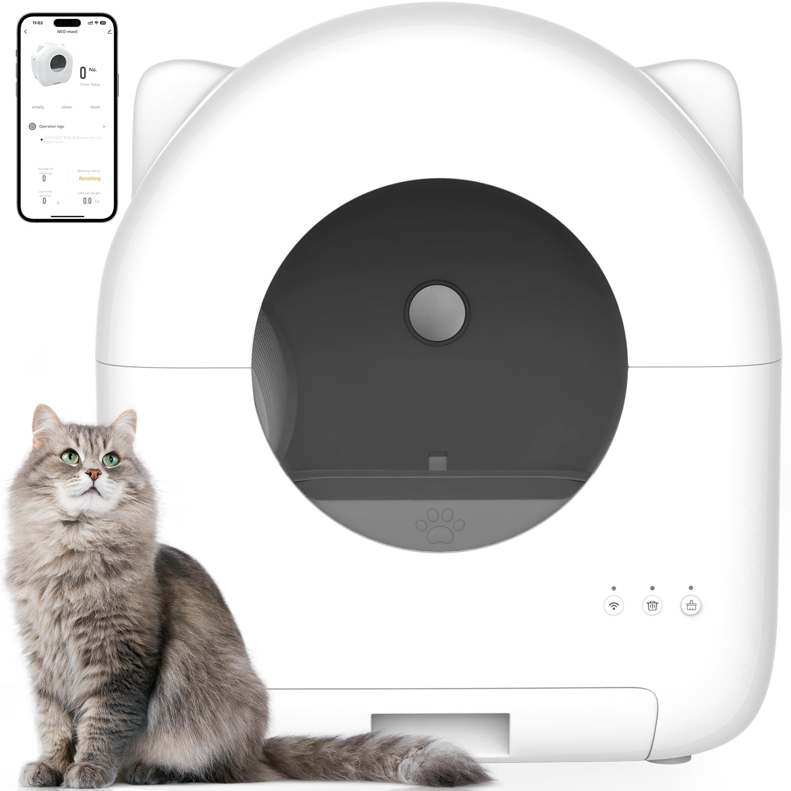 Self Cleaning Litter Box, Large Capacity Automatic Cat Litter Box Self Cleaning for Cats - App Control Safety Protection with Trash Bags, Deodorizer and Cleaning Brush