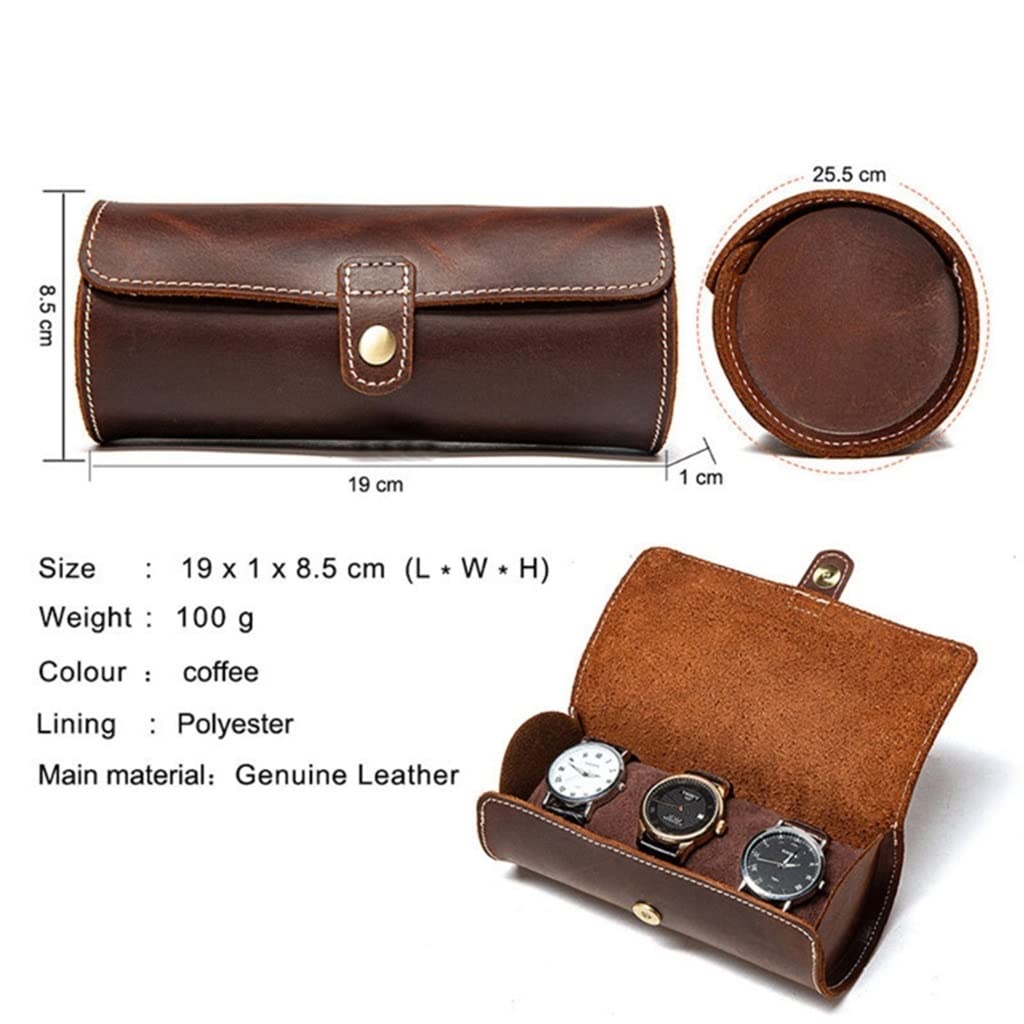 TJLSS Orologio da tasca in vera pelle morbida antirughe, braccialetto, custodia da viaggio, custodia per orologio da viaggio, scatola per rotoli Present