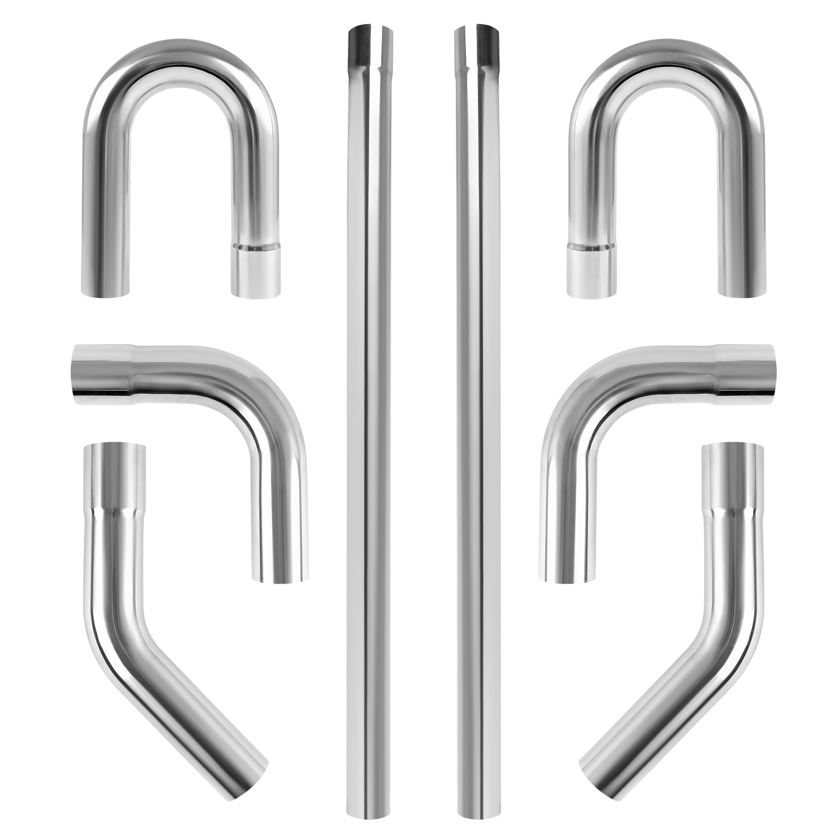 Photo 1 of 2.5 Inch Universal Stainless Steel Exhaust PipeTubing Kit DIY Customized Exhaust Mandrel U Bend Straight Kit Universal Fitment-8PCS