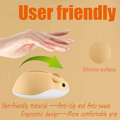 Miniatura 10 de Ratón inalámbrico, lindo ratón de hámster para manos pequeñas, 2.4G 1200DPI mouse silencioso con receptor USB, mouse inalámbrico para niños para PC,