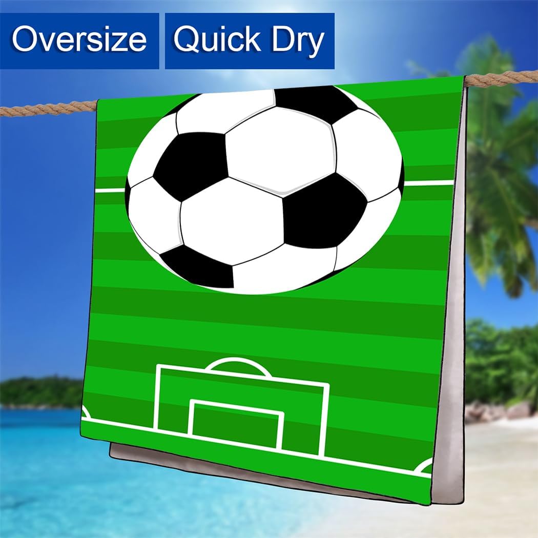 Football Field Beach Towel Oversized 36"x72"Quick Dry Sand-Free Thin Lightweight Microfiber Soccer Towels for Swim Camping Travel