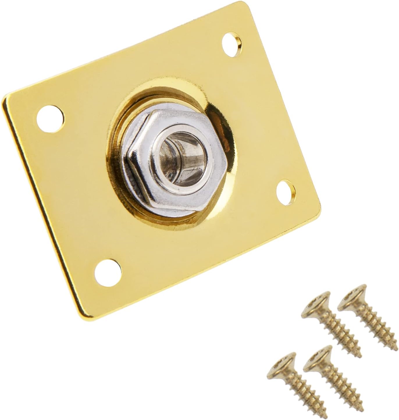 6Pcs Yootones Square Jack Output Plate Guitar Bass Jack Socket Compatible with Electric Guitar Parts Accessories (Gold)