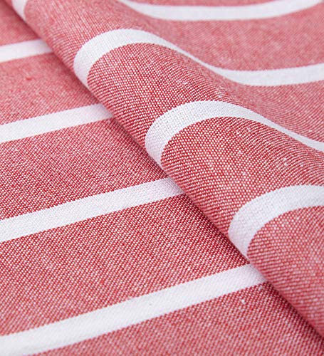 Image of Encasa XO Dining Table Napkins Set of 6, 50x50 cm | Machine Washable Reusable, Recycled Cotton Cloth Napkin, Soft & Absorbent, Table Decor for Hotels, Farmhouse - White & Roma Red Stripes