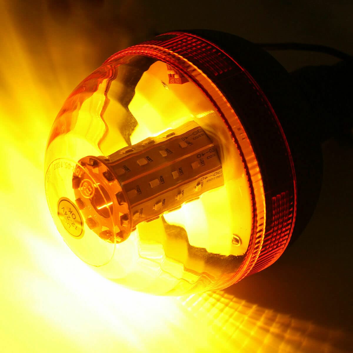 Girofaro Lampeggiante 60 LED Rotante Base Asta Flessibile Supporto Piantone a L 12v 24v per Camion Trattore Veicolo