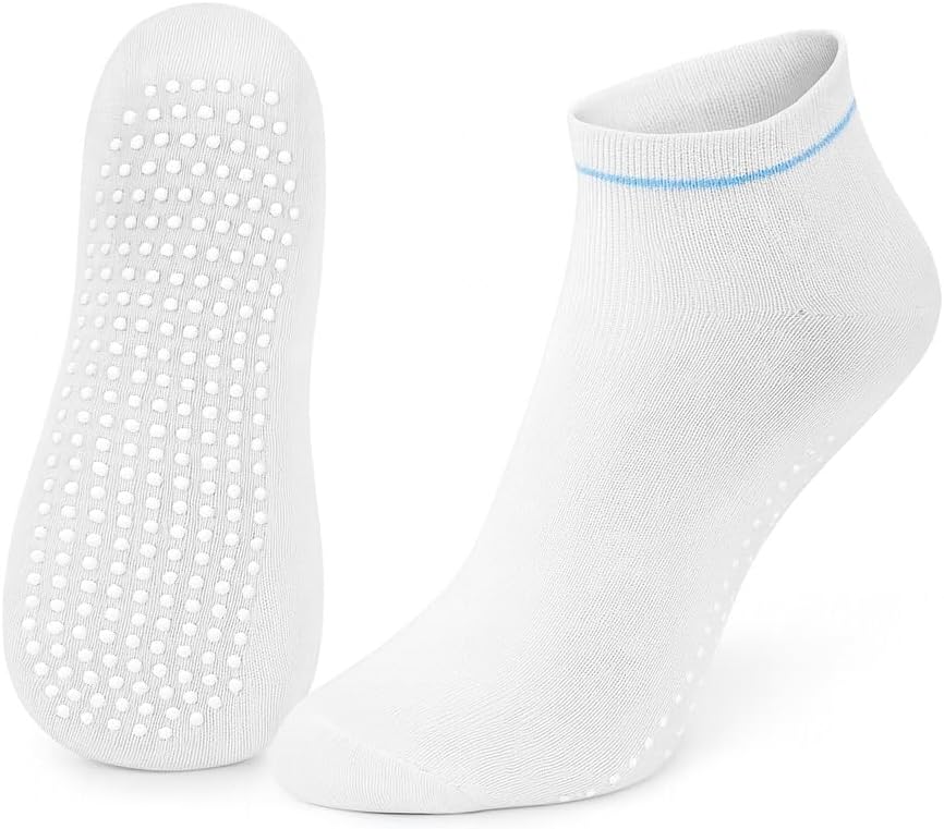 Pack of 5 Pairs Trendy Pilates Grip Socks | Non-Slip Women Workout Gym Sport Socks | Ballet Nonslip | yoga Accessories | Ankle Sock for Women | Gifts for Yoga Lovers