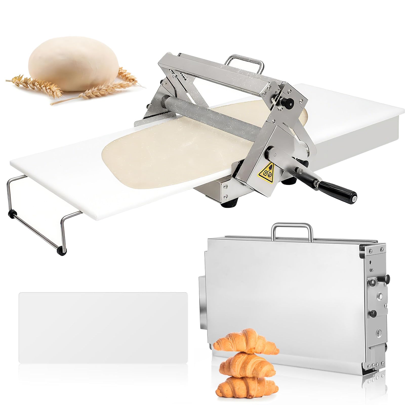Folding Dough Sheeter,Manual Stainless Steel Dough Machine,Dough Sheeter Machine for Home,(With Sheeter Board) Thickness Adjustable,Suitable for Home and Commercial Use,Pizza,Pasta,Pastry Model400